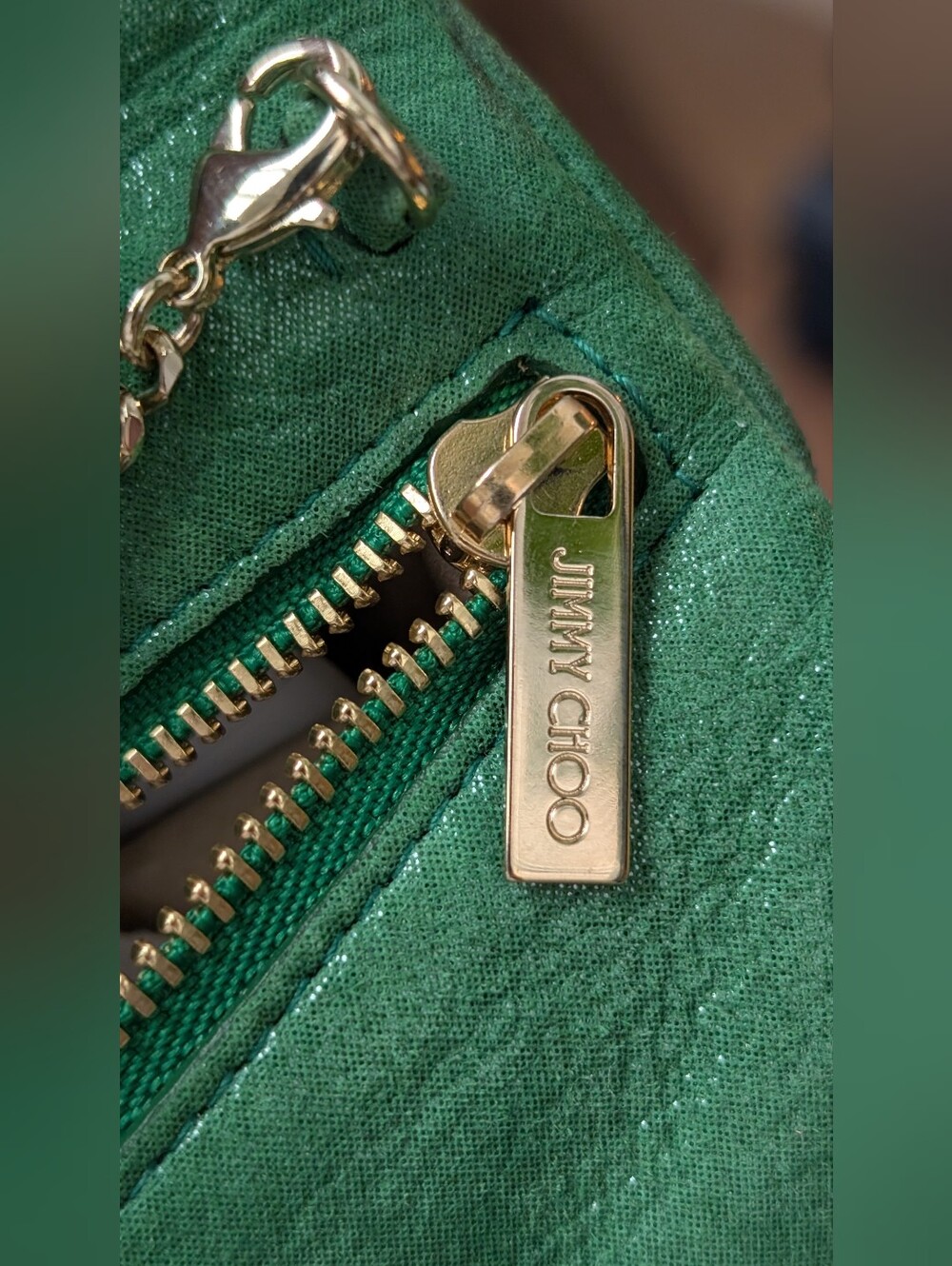Jimmy Choo Pink Shimmer Suede Chandra Chain Clutch - Picture 13 of 15